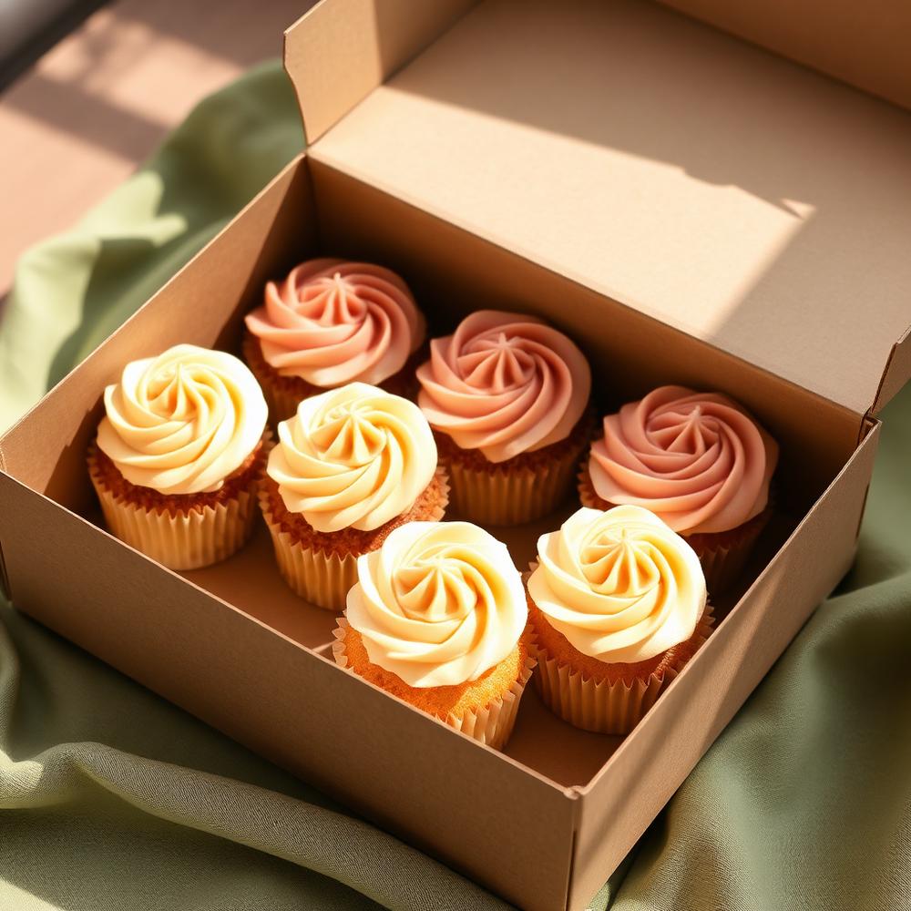 Box of buttercream cupcakes